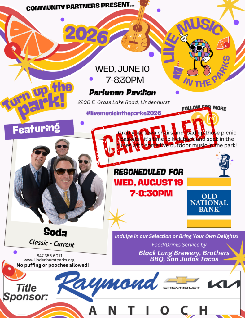 Live Music in the Parks-Soda!-CANCELLED! | Lindenhurst Park District
